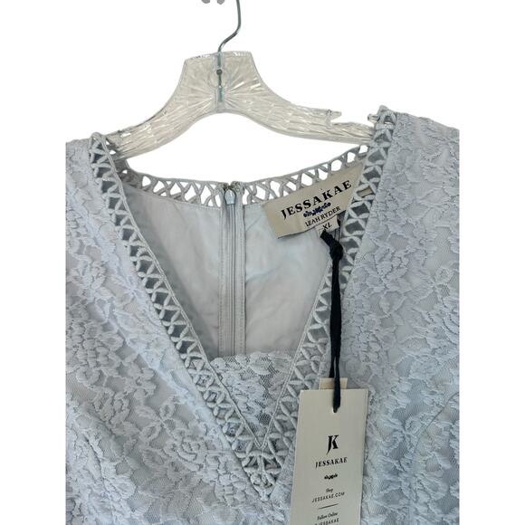 NWT Jessakae Leah Ryder Felicia Blue Dainty Lace Giupure Coquette Dress Size XL - Picture 7 of 15